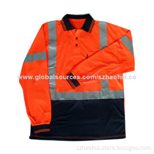 Hivis Long Sleeves Men's Polo Shirt with Reflective Band